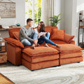 80.5'' Modular Sectional Sofa Cloud Couch for Living Room Modern Corduroy Double Layer Upholstered Loveseat Sofa Comfy Sleeper Sofa with Ottoman 2 Pillows and Detachable Armrest Orange