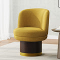 Christopher Knight Home Mirin Upholstered 360° Swivel Accent Chair Chenille Fabric Swivel Barrel Chair Modern Vanity Chair for Living Room Bedroom Yellow+Brown
