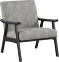 OSP Home Furnishings Weldon Mid-Century Modern Armchair Graphite Fabric with Black Finished Frame