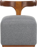 SAFAVIEH Home Collection Oreus Mid-Century Modern Grey Linen/Brown Walnut Solid Wood Accent Chair