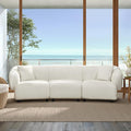 Merax 98.5 Modern 3 Seater Curved Sofa Luxury Boucle Fabric Sofa Minimalist Cozy Cloud Couch for Living Room Bedroom Apartment Home Office Beige