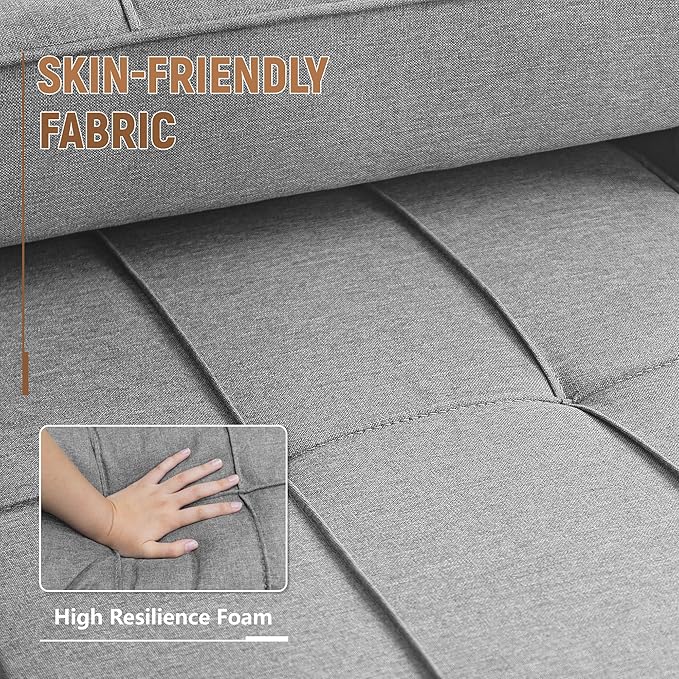 Flamaker Sofa Bed Sleeper Sofa 3-in-1 Adjustable Couch Bed with Modern Linen Fabric Convertible Sleeper Chair Couches for Living Room Apartment and Small Space (Bright Gray)