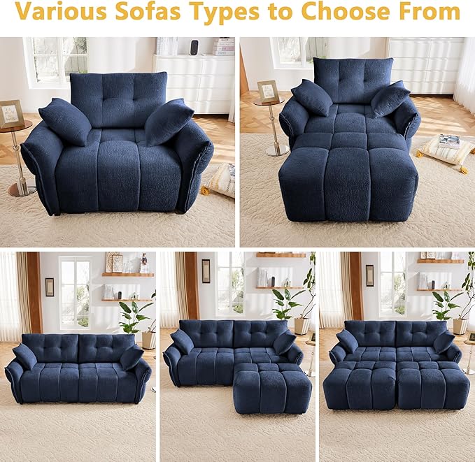 mikibama Oversized Modular Sectional Sofa78 Chenille Loveseat Sofa CouchModern 2 Seater Sofas Couches for Living RoomComfy Love Seat with Deep Seat for Small SpacesApartmentOffice(Blue)