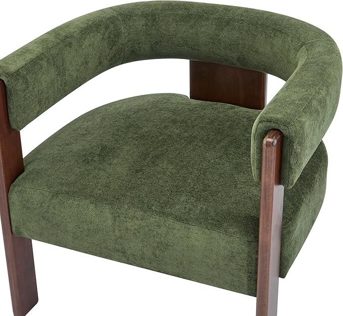 Christopher Knight Home Nettie Modern Accent Chair for Living Room Velvet Fabric Single Lounge Sofa Chair with Wooden Frame Comfy Reading Chair for Bedroom Lounge Armchair with Cushion Olive Green