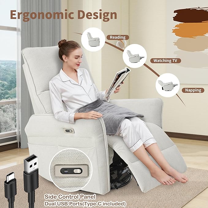 270° Power Swivel Rocker Recliner Chair for Adults – Electric Reclining Small Sofa Chair with Smooth Rocking &amp Rotation Comfortable Single Recliner for Living Room Bedroom (Light Gray)