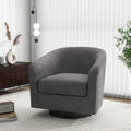 Swivel Barrel Accent Chair Modern Round Linen Arm Chair for Living Room Bedroom Comfy Club Reading Chairs for Adults（Linen Fabric Grey Set of 1