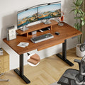 ONBRILL Standing Desk with Drawer 55x23.6 Inches Solid Wood Desktop Stand Up Desk with Whole-Piece Board and Storage Shelf Adjustable Height from 28-46 Inches for Home &amp Office Brown