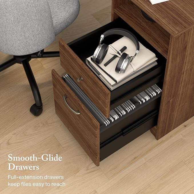 Bush Home Cabot L Shaped Desk in Espresso Oak