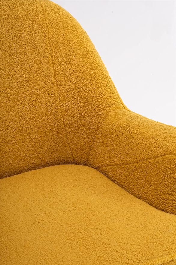 Modern Soft Green Teddy Fabric White Ergonomics Accent Chair Living Room Chair Bedroom Chair Home Chair with Gold Legs and Adjustable Legs Family Room Sofa Armchair Furniture for Indoor Home (Yellow)