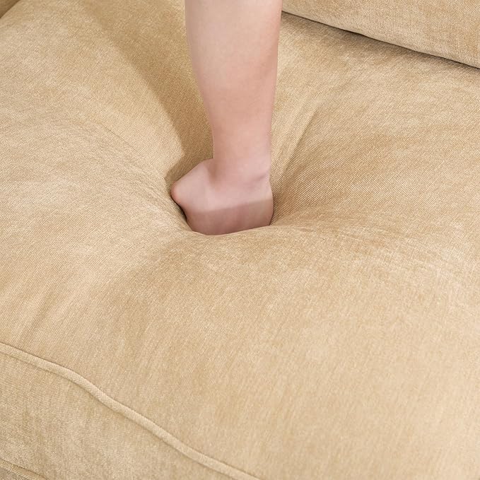 Aoowow Chenille Ottoman with Storage Upholstered Storage Ottoman for Modular Sectional Sofa for Living RoomWheat
