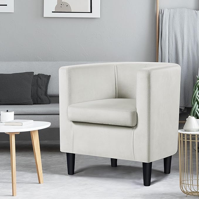 Topeakmart Elegant Style Club Accent Upholstered Velvet Reading Chair for Living Room Reception Room Bedroom Beige