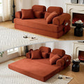 79 Sofa Bed Deep Seat 32 Sleeper Sofa 5-in-1 Convertible Sofa Bed Boneless Couch in a Box Corduroy Floor Futon with Thickened backrest and Headrest Pillows Side Pockets Orange | 32 Deep Seat