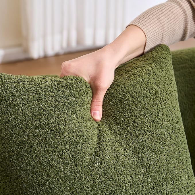 Curved Sectional Sofa Couch Oversized L Shape Deep Seat Cloud Couch Modern Chenille 4-Seater Sofa with Chaise No Assembly Required Couches for Living Room Apartment Office Green