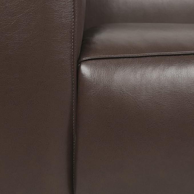 80.25 PU Leather Upholstered Couch Modern 3 Seater Sofa with Tufted Back and Square Arms Nailhead Sofa for Living Room Office Apartment Small Space Dark Brown