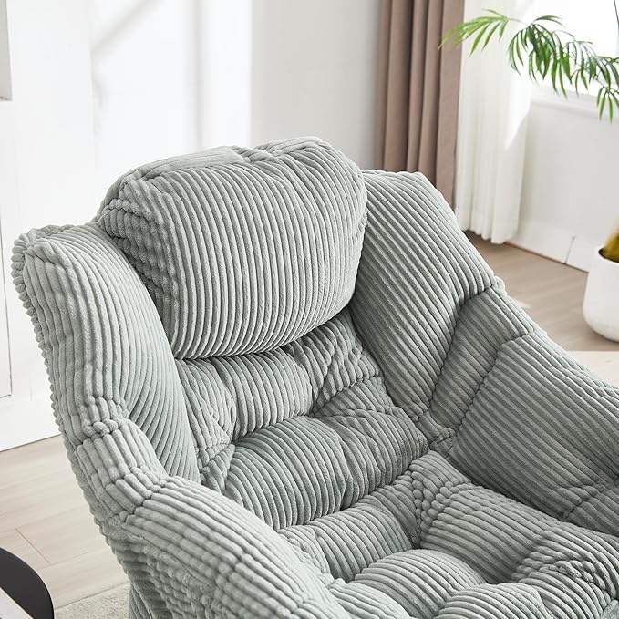31.5 Lazy Chair1 OttomanLeisure Upholstered Sofa ChairModern Reading ChairLounge Accent Chair with Side Pocket for Small ApartmentLiving RoomBedroomOfficeLight Green