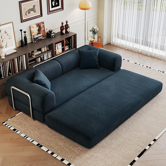 Ball &amp Cast 78 Convertible Floor Sofa Bed – 4-in-1 Modular Corduroy Sleeper with Fixed-Shape Support No Assembly Boneless Folding Couch with Armrests &amp Pillows – for Living Room Apartments