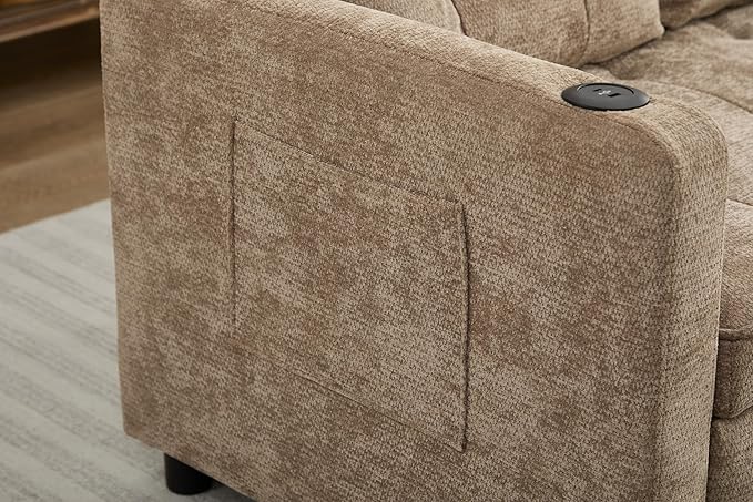 KEIKI 46 Sleeper Sofa Bed 3-in-1 Convertible Sofa Chair with Pullout Bed Loveseat with Adjustable Backrest and Side Pocket for Living Room Dorm Apartment Came
