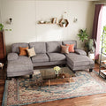 YESHOMY Sectional Couch for Living Room Modern Cloud Couch with Deep Seat and Chaise U-Shaped Sofa Couches with Padded Armrest for Small Apartment (Chenille Grey)