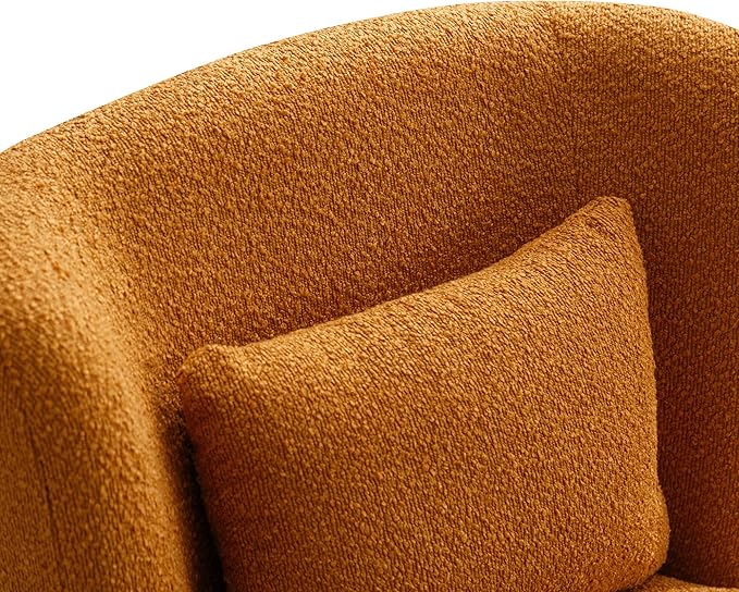 23.6 W Swivel Accent Chair and Comfy Accent Sofa Chair for Living Room 360 Degree Club Chair Leisure Chair for Bedroom Living Room Lounge Hotel Office (Caramel Boucle)