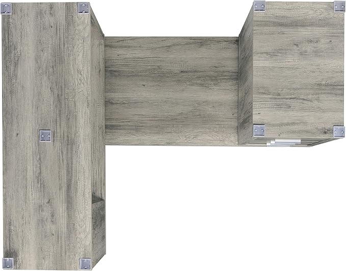 Coaster Home Furnishings - Yvette - Engineered Wood - 3-Drawer Computer Desk with File Cabinet and L-Shaped Desk with 5 Adjustable Compartments - Home Office - 60-Inch - Grey Driftwood - 801516