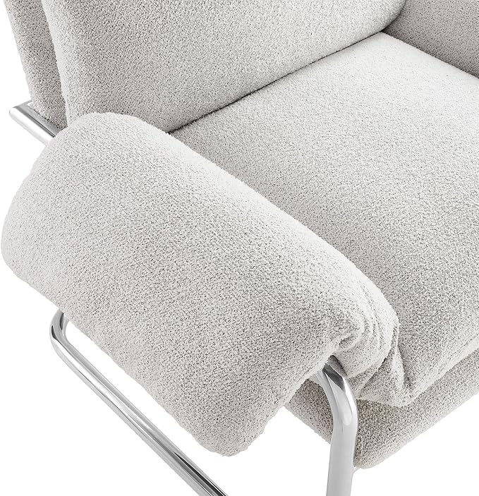 Modway Ansel Boucle Accent Chair in Newsprint - Fabric Lounge Chair for Living Room Bedroom - Upholstered Corner Reading Chair with Arms and Removable Cushions