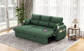 Sectional Sleeper Sofa with Pull Out Couch Bed with Storage Chaise for Living Room Comfy Linen Modular Sectional Sofa with Dual USB &amp Type-C Cup Holders (Green 81 Inches)