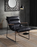 Distress Leather Accent Chair with Sled Base - Modern Chic Industrial Style Bedroom Living Room Chair