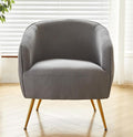 Modern Corduroy Accent Chair with Gold Metal Legs Channel Back Design and Soft Upholstery Comfortable Seating for Living Room Bedroom or Office Grey