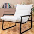 Accent Chair with Arms Living Room Chair with Cushion Comfy Chairs Padded Patio Leisure Lounge Chair Sturdy Comfy for Reading Nook &amp Bedroom 200Lbs Capacity(White 1-1)