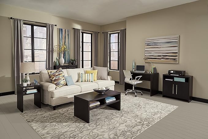 ClosetMaid 1664 Rectangular Coffee Table with Storage Shelves Black Walnut