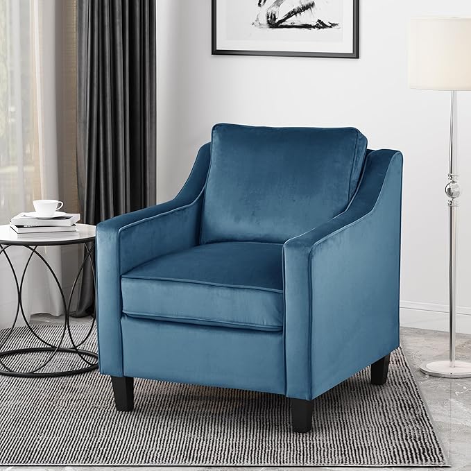 Christopher Knight Home Rachel Contemporary Velvet Club Chair Blue Dark Brown