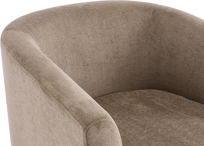 Christopher Knight Home Coles 360° Velvet Swivel Accent Chair Living Room Barrel Swivel Chair with Iron Frame Wooden Velvet Club Chair with Rotation No Assembly Required Light Brown+Walnut