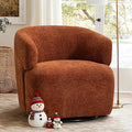 Swivel Accent Chair360°Rotating Modern Barrel Accent ChairSmall Round Arm ChairsModern Swivel Barrel Chair for Apartment/Living Room/Bedroom (Burnt Orange)