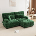 94.4 L-Shape Modular Cloud Sectional Sofa with Chenille Plush Fabric - 2 Seater Couch with Deep Seat and Movable Ottoman for Living Room Apartment and Office - Green