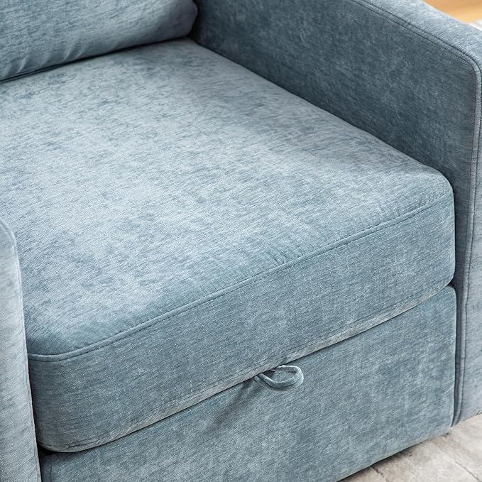 KEIKI Modern Upholstered Swivel Accent Armchair with Storage Single Sofa Chair for Bedroom or Den