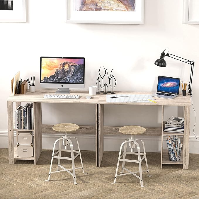 SHW 38-Inch Home Office Computer Desk with Shelves Maple