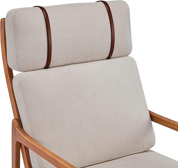 Christopher Knight Home Nadine Upholstered Accent Chair Wooden Club Chair Cushions Support Armchair Comfy Lounge Single Reading Sofa Solid Wood Frame Armchair for Living Room Home Light Gray