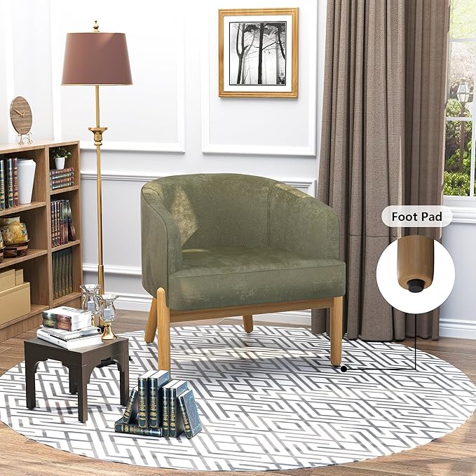 Living Room ChairsLiving Room ArmchairComfortable Accent ChairSolid Wood Legs Load 350 Lbsfor OfficeLiving RoomBedroomApartment(Dark Green)