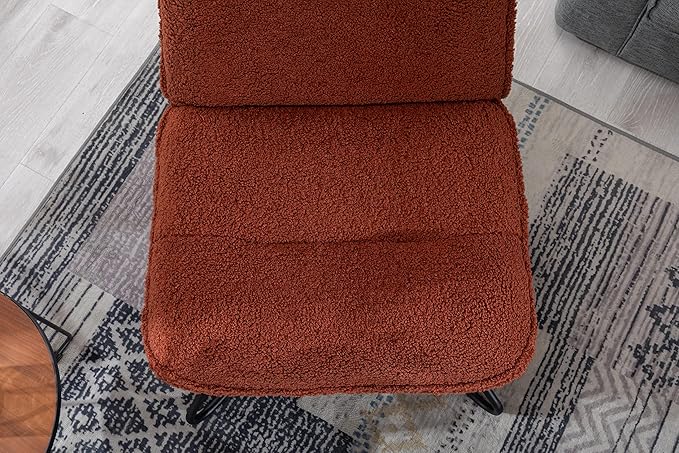 Modern Teddy Fabric Accent Armless Chair for Living Room IndoorBrown