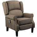 HOMCOM Vibration Massage Recliner Chair for Living Room with Heat Wingback Single Sofa Modern Linen Fabric Push Back Reclining Chair with Footrest Side Pocket Brown