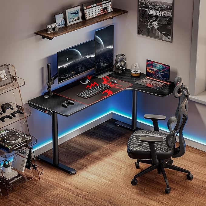 EUREKA ERGONOMIC L Shaped Gaming Desk 60 Inch L60 Home Office Corner PC Computer Gamer Table Large Writing Workstation Gifts w Mouse Pad Cable Management Space Saving Easy to Assemble Right Black