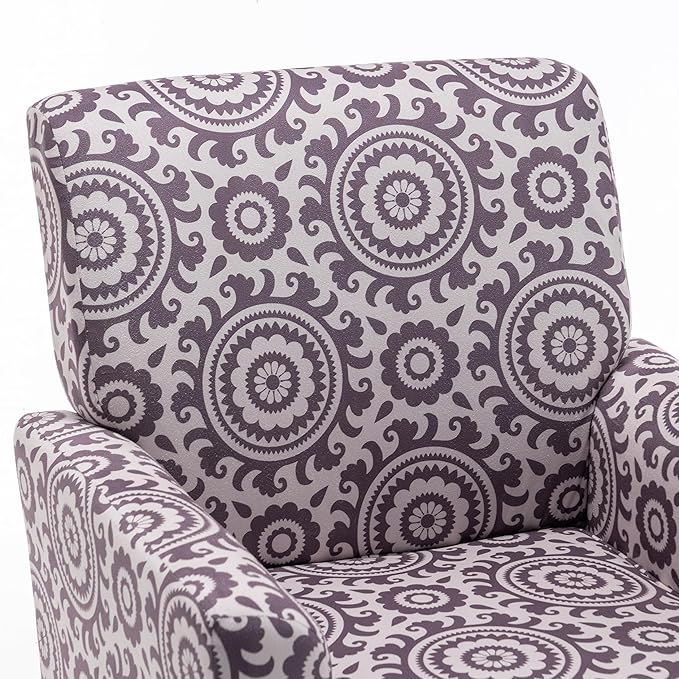 Contemporary Accent Arm Chair with Birch Wood Frame and Velvet Upholstery Armchair for Office and Living Room Decor Removable Cushions 02 Printed Fabric