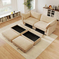 Aoowow Modular Sectional Sofa with Pullout Storage Seat 78.7” Chenille 2-Seat Sofa Couch Upholstered Love Seat Couches with 2 Storage Ottomans for Living Room Apartment OfficeWheat