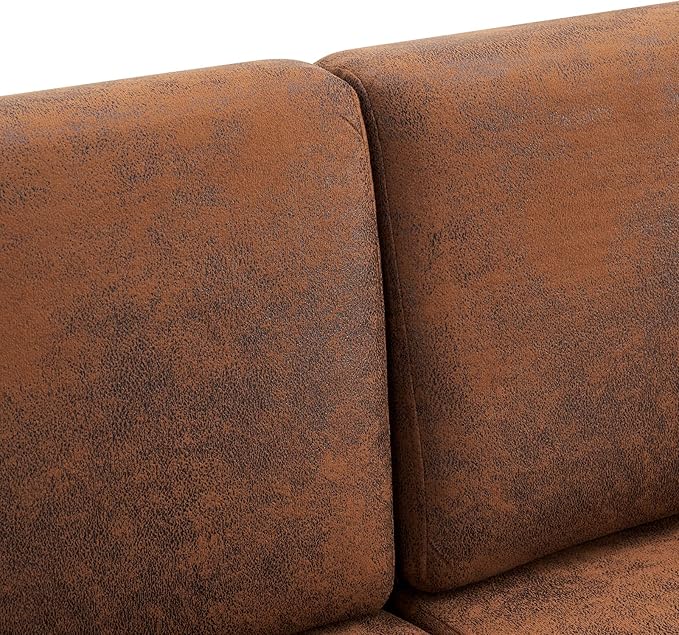Karl home Loveseat Sofa 52 Bedroom Couch Mid-Century 2-Seat Sofa Bronzing Cloth Upholstered Love Seat with Metal Legs for Living Room Bedroom Balcony Apartment Office Brown
