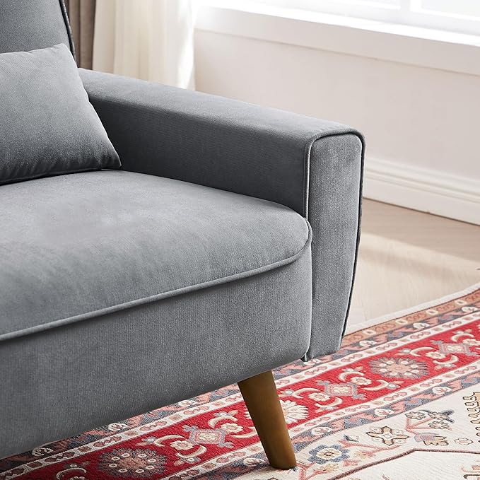 48 Small Loveseat Sofa Mid Century Modern Love Seat with Back Cushions and Plastic Legs 2 Seater Couches for Living Room Bedroom Small Spaces Light Grey