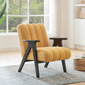 Roundhill Furniture Rella Modern Teddy Sherpa Accent Chair with Espresso Wood Frame Yellow
