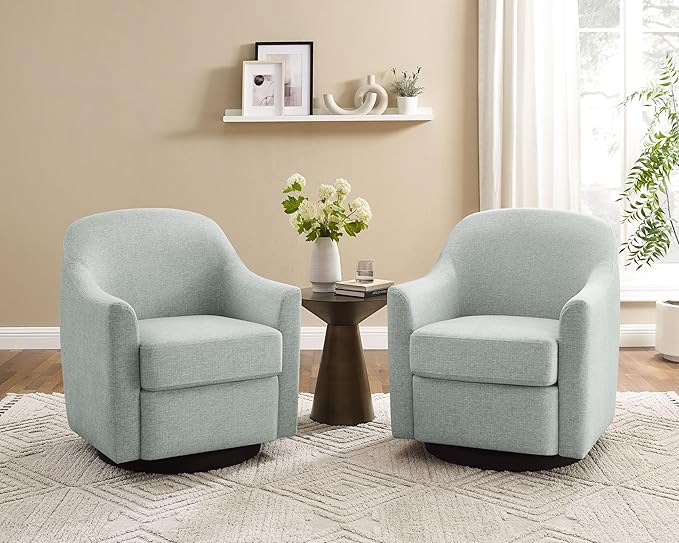 VANOMi Swivel Accent Chair Swivel Barrel Chair Modern Upholstered Round Armchair Comfy Club Reading Chairs for Adults Reading Accent Chairs for Living Room Bedroom Office (Mint)