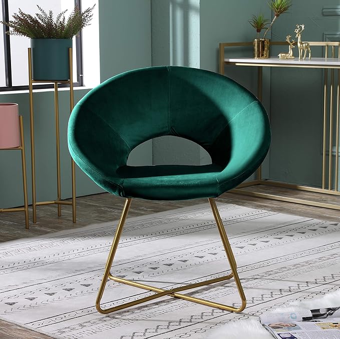 Slatina Green Silky Velvet Accent Chair - Modern &amp Comfortable Upholstered Armchair for Living Room Bedroom