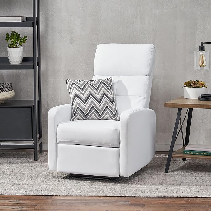 Christopher Knight Home Samedi PU Recliner White 26.25D x 37.25W x 40H in