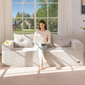 MAXYOYO 79 Oversized Boneless Loveseat Sofa Couch for Small Spaces Mini Love Seat Floor Couch with Cup Holders and Pillows 3-Seater Upholstered Cloud Couch for Bedroom No Assembly Required